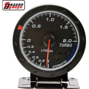 Draak 60Mm Auto Turbo Druk Boost Gauge Stappenmotor Turbin Meter Kleurrijke Lichtgevende-1 ~ 200 Kpa