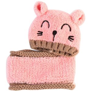 Leuke Baby Peuter Herfst Winter Beanie Warme Muts Hooded Sjaal Oorklep Kat Leuke Gebreide Cap Kids