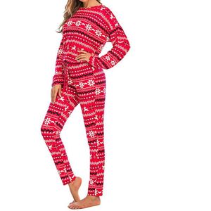 Oeak Kerst Pyjama Twee Stukken Sets Vrouwen Herfst Winter Brief Boom Print Lange Mouwen Tops + Lange Potlood Broek Nachtkleding suits