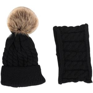 2 Stuks Gebreide Gestreepte Unisex Leuke Muts Sjaal Set Outfit Herfst Winter Dagelijks Baby Kids Wollen Garen Warm Halsdoek zachte