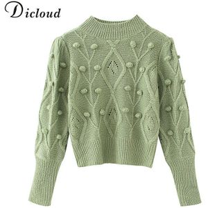 Dicloud Coltrui Vrouwen Pom Poms Trui Herfst Winter Oversized Lange Mouwen Gebreide Jumpers Mode Dames Trui