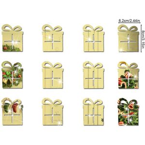 Meerdere Stijlen Kerst Decoratie Spiegel Stickers 12 Stuks Gold Stereo Acryl Spiegel Stickers Kerstbal Kerstman