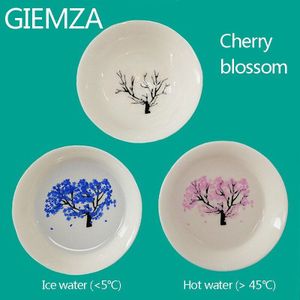 Giemza Verkleuring Cup Magic Warmtegevoelige Keramische Kleine Kom Kleur Veranderende Koud Water Twee-Kleur Japanse Stijl Wijn glas