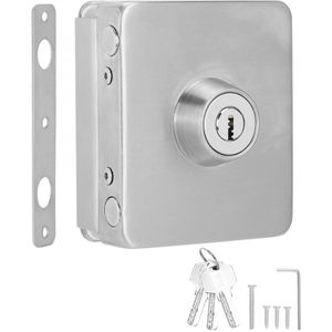Vierkante Enkel Glas Deurslot Geborsteld Rvs Office Security Frameloze Gehard Glas Deurslot Punch Gratis