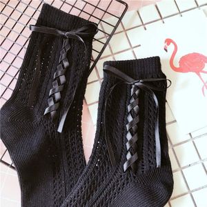 Japanse Lolita Bandage Katoenen Sokken Hol Kleine Sexy Strik Stapel Sokken Korea Zoete Sokken