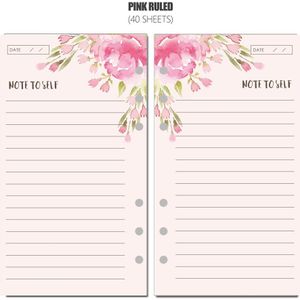 MyPretties Roze Bloemen Regeerde Lijn Refill Papers A5 A6 Filler Papers voor 6 Gat Organizer Binder Notebook 40 Vellen Papers