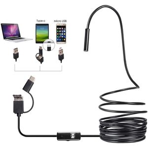Video Type-C Usb Laptop Hd Camera 3 In1 Zwart Inspectie Industriële 6 Led Waterdichte Flexibele Borescope Endoscoop
