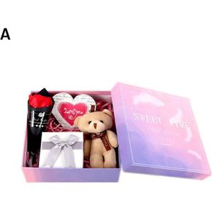 Luxe Handgemaakte Zeep Rozen Valentijnsdag Sieraden Box Mini Beer Pop Bruiloft Decoratie Bruiloft Kunstmatige Bloem Set