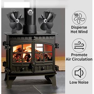 1Set Warmte Aangedreven 5 Blade Haard Ventilator Kachel Circuleert Warm Verwarmde Lucht Diffusie Gas Pellet Hout Log Brander + thermometer