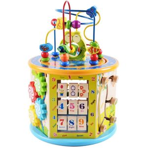 OUY Kinderen Houten multifunctionele Puzzel Grote Ronde Kraal Schat Doos Vroeg Leren Intellectuele Ontwikkeling Ouderschap Speelgoed