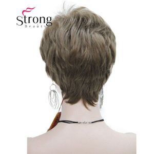 StrongBeauty Zeer Korte Oranje Bruin Blond Hittebestendig Volledige Synthetische Pruik KLEUR KEUZES