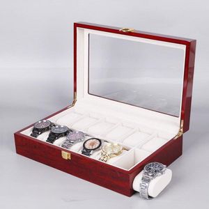 2/3/5/6/10/12 Grids Houten Watch Box Sieraden Display Horloge Case Houder Organizer voor Horloges Heren Valentijnsdag