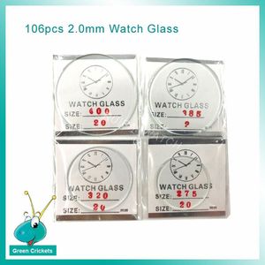 106 stks/set Ronde Platte Horloge Glas 2.0mm 24mm naar 50mm elke maat 2 stks Mineraalglas horloge Glas voor horlogemaker