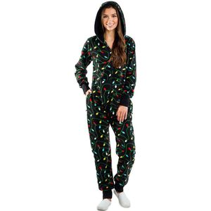 Vrouwen Lange Mouwen Slaap Slijtage Hooded Kerst Gedrukt Pyjama Nachtkleding Jumpsuit Nachtkleding Пижама Пижамы Ночнушка