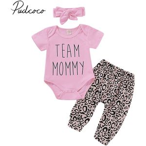 Baby Zomer Kleding Pasgeboren Baby Meisjes Luipaard Print Kleding Tops Roze Romper Lange Broek 3 Pcs Trainingspak Outfits Casual set