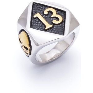 Goud Geluk Nummer 13 heren Rvs Biker Motorfiets Schedel Roestvrij Stalen Ring mannen Sieraden US Size7-15