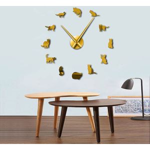 Frameloze Katten Silhouette Wall Art Klok Horloge Kittens 3D Diy Wandklok Speelse Kat Vorm Grote Naalden Meisje Kamer Kit decoratie