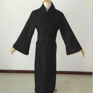 Japanse Stijl Mannen Classic Black Samurai Kleding Halloween Cosplay Kostuum Traditionele Yukata Haori Warrior Kimono Met Obi