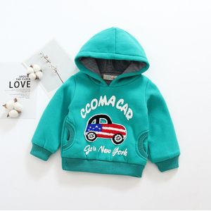 Herfst Winter Baby Jongens Cartoon Auto Hooded Casual Trui Hoodies Kinderen Kinderen Katoen Bovenkleding Jassen