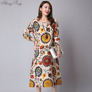 Chinese traditionele jurk art deco print chinese oosterse jurken dames elegante moderne chinese jurk V1035