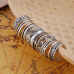 12 Stks/set Bohemian Ringen Crystal Rhinestone Druppels Geometrie Middeleeuwen Ring Set Charm Ring Set Boho Mode-sieraden