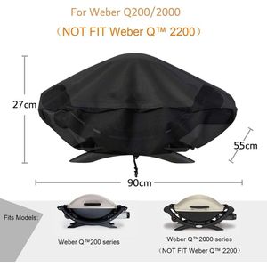 420D Oxford Doek Bbq Grill Cover Waterdicht Stofdicht Voor Weber Q200/2000 Serie Barbecue Beschermhoes Uv-bestendig