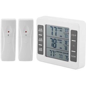 Draadloze Digitale Hoorbaar Alarm Koelkast Thermometer Met 2 Stuks Sensor Min/Max Display Indoor Outdoor Thermometer