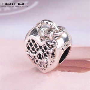 herfst heart lock Bedels 925 sterling Zilveren sleutel liefde bead fit bedelarmband Ketting DIY voor vrouwen Memnon sieraden