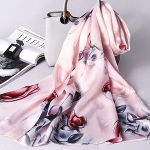 100% Echte Zijde Sjaal Vrouwen Zijde Sjaals En Wraps Voor Dames Luxe Print Foulard Femme Pure Natuurlijke Zijde sjaals