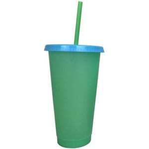 Herbruikbare Plastic Water Flessen Met Rietjes Kleur Veranderende Koud Drankje Cup Zomer Magic Plastic Koffie Mokken Water Flessen