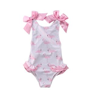 Peuter Kids Baby Meisjes Ruches Strik Flamingo Bikini Badmode Badpak Badpak Zwemmen Kleding 1-5T