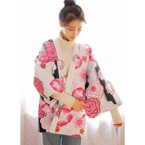 Japanse Winter Vrouwen Warm Kimono Dikke Katoen Gevoerde Haori Jas Gewatteerd Katoen Outterwear Bloemen Gedrukt Losse Overjas W035