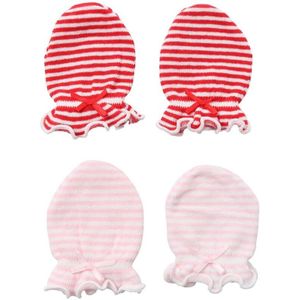 2 Pairs Baby Anti Krabben Handschoenen Katoen Pasgeboren Bescherming Gezicht Wanten Houden Vinger Warme Herfst Winter