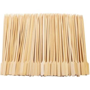 500 Stuks Bamboe Paddle Spiesjes Barbecue Bamboe Spiesjes Cocktail Sticks Voor Barbecue Kebab Cocktails Buffetten Party 12Cm