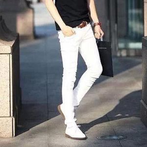 Mode Tieners Mannen Casual Slim Fit Classic Denim Witte Jeans Student Micro Elastische Potlood Broek 28- 34