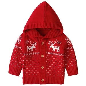 Pasgeboren Jongen Baby Meisje Gebreide Jas Hoodies Vest Kerst Kleding Winter Warm Deer Hooded Trui Uitloper