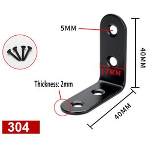 5 Stks/partij L Vorm Zwarte Rvs Hoek Vaste Meubels Hoek Beugel Meubels Accessoires Kast Haakse Connector