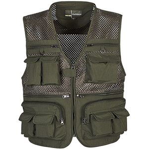 Mannen Mesh Ademende Opengewerkte Camouflage Journalist Fotograaf Vissen Vest Vest Jasje, Tag Maat Xxxl