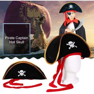 Piraat Kapitein Hoed Skull & Crossbone Cap Kostuum Voor Fancy Dress Party Halloween Polyester Prestaties Kids Goedkope