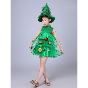 Meisjes Kids Groene Boom Hoed Jurk Cosplay Halloween Kerst Kostuum Jurken Tops Party Outfits Kostuums Nieuwjaar Elf Cosplay