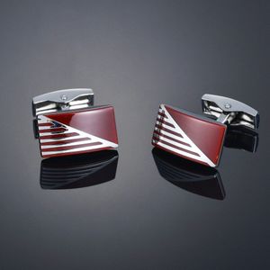 Mannen Klassieke Initial Manchetknopen Rode Kleur Gestreepte Manchetknopen Formele Zakelijke Wedding Shirts Sieraden