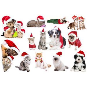 Kerst Katten Honden Muurstickers Kerst Decoratie Leuke Dieren Muurstickers Voor Kinderkamer Slaapkamer Nursery Muurstickers