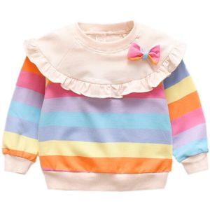 Herfst Kids Casual Peuter Blouse Lange Mouwen Baby Meisje Gestreepte Sweatshirts Met Strik Bovenkleding Set