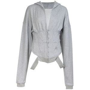 TWOTWINSTYLE Lente Sweatshirts Voor vrouwen Hoodies Lange Mouwen V-hals Hoge Taille Slanke Sweatshirt Tops Vrouwelijke Mode