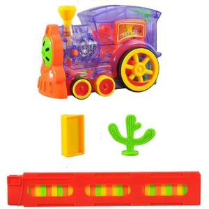 Kinderen Elektrische Trein Domino Speelgoed Voor Kinderen Roze Blauw Rood Auto Juguetes Voertuig Educatief Spel Met Domino Blokken