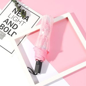 Pvc Plastic Stof Transparante Vouwen Cherry Bloem Afdrukken Leuke Vrouwen Meisjes Clear Handmatige Paraplu Studenten Japanse Paraplu