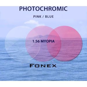 1.56 (-0.50-4.00) Meekleurende Roze Blauw Recept CR-39 Hars Asferische Glazen Lenzen Bijziendheid Zonnebril Lens