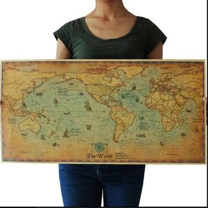 1 Pc van Klassieke Retro Kraft-Papier Zeilen Voyage World Map voor School en Kantoor