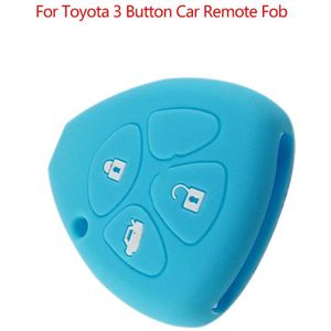 Siliconen Cover Remote Key Holder Fob Case Voor Toyota 3 Knop Auto Afstandsbediening Fob