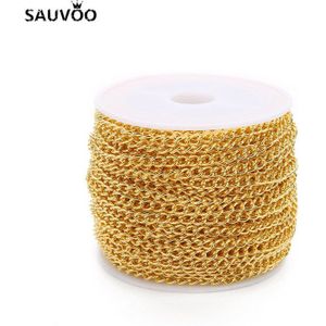 10 Yard/Roll 3X4Mm Zwart Goud Rose Goud Rolo Bulk Chain Fit Diy Vrouwen Mannen Ketting hanger Ketting Sieraden Maken Vinden Leverancier